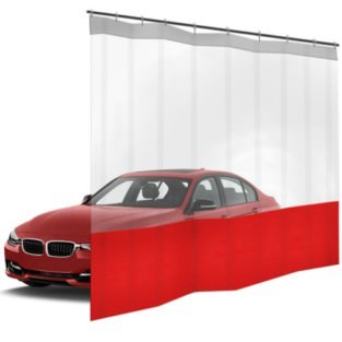 Шторы ПВХ для автомойки с окном, цвет красный 1м³